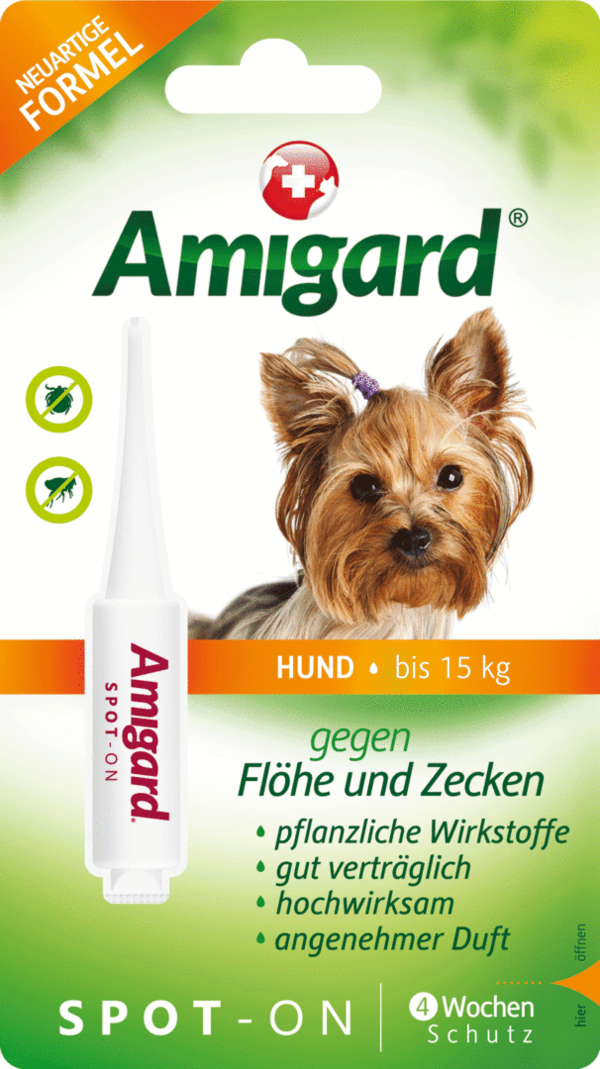 Amigard Spot-on gegen Flöhe und Zecken für Hunde bis 15kg